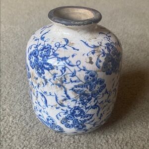 Blue and White Floral Ceramic Vase